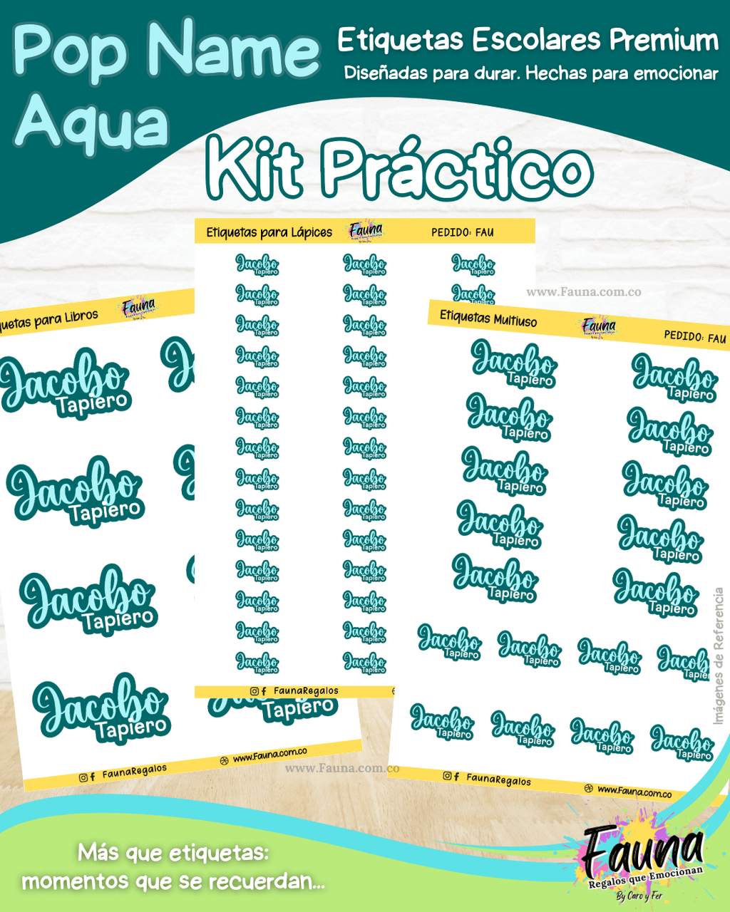 Pop Name – Aqua 💧 - Etiquetas Escolares Premium Personalizadas