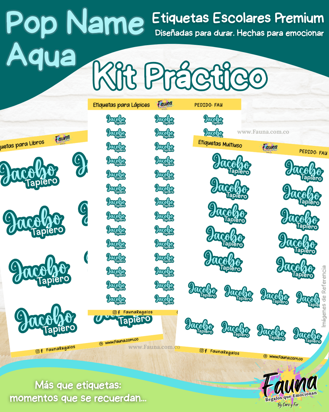 Pop Name – Aqua 💧 - Etiquetas Escolares Premium Personalizadas