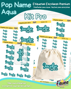 Pop Name – Aqua 💧 - Etiquetas Escolares Premium Personalizadas