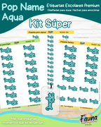 Pop Name – Aqua 💧 - Etiquetas Escolares Premium Personalizadas