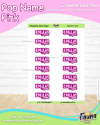 Pop Name – Pink 💖 - Etiquetas Escolares Premium Personalizadas