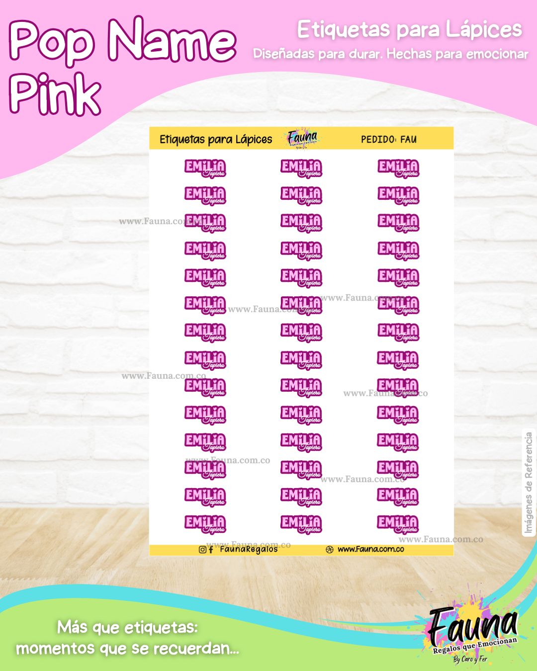 Pop Name – Pink 💖 - Etiquetas Escolares Premium Personalizadas
