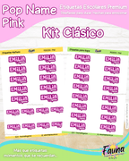Pop Name – Pink 💖 - Etiquetas Escolares Premium Personalizadas