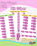 Pop Name – Pink 💖 - Etiquetas Escolares Premium Personalizadas