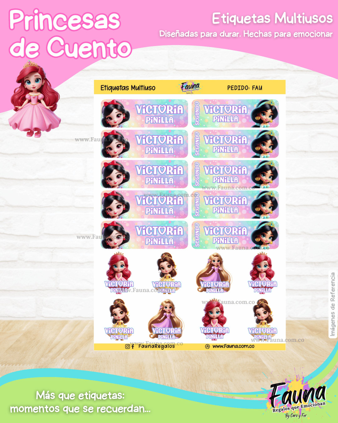 Princesas de Cuento 👑 - Etiquetas Escolares Premium Personalizadas