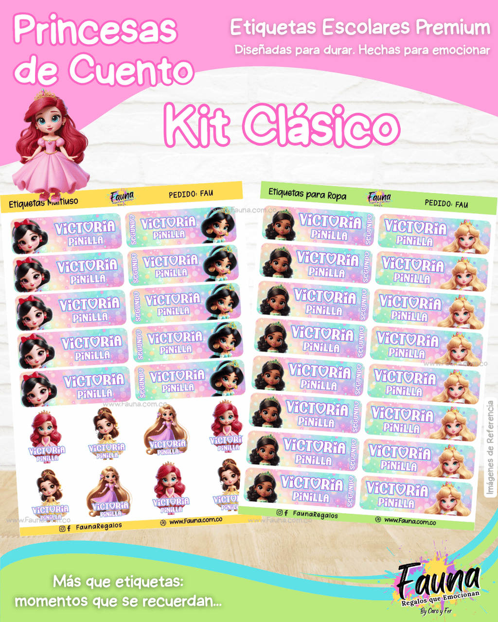 Princesas de Cuento 👑 - Etiquetas Escolares Premium Personalizadas