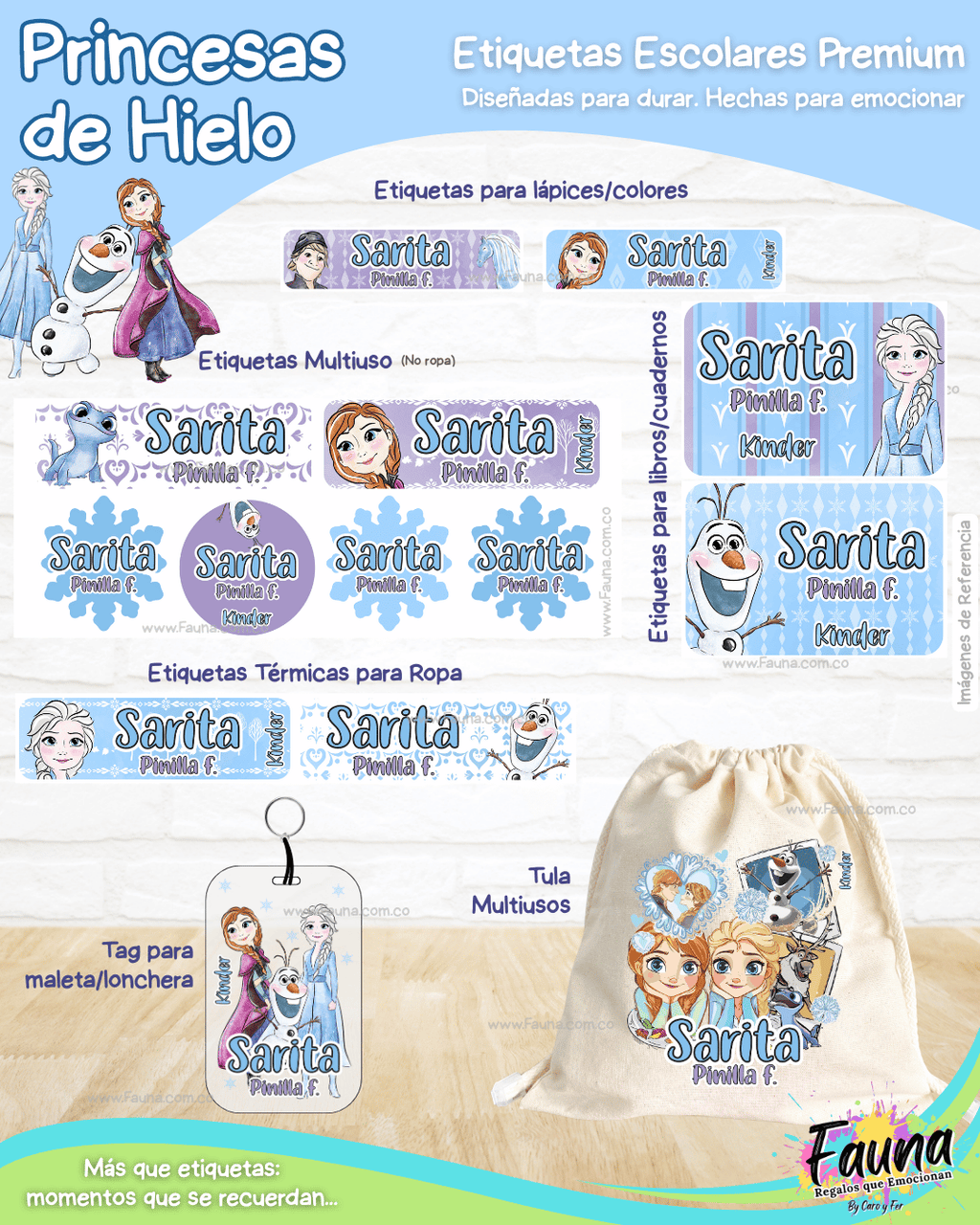 Princesas de Hielo ❄️ - Etiquetas Escolares Premium Personalizadas