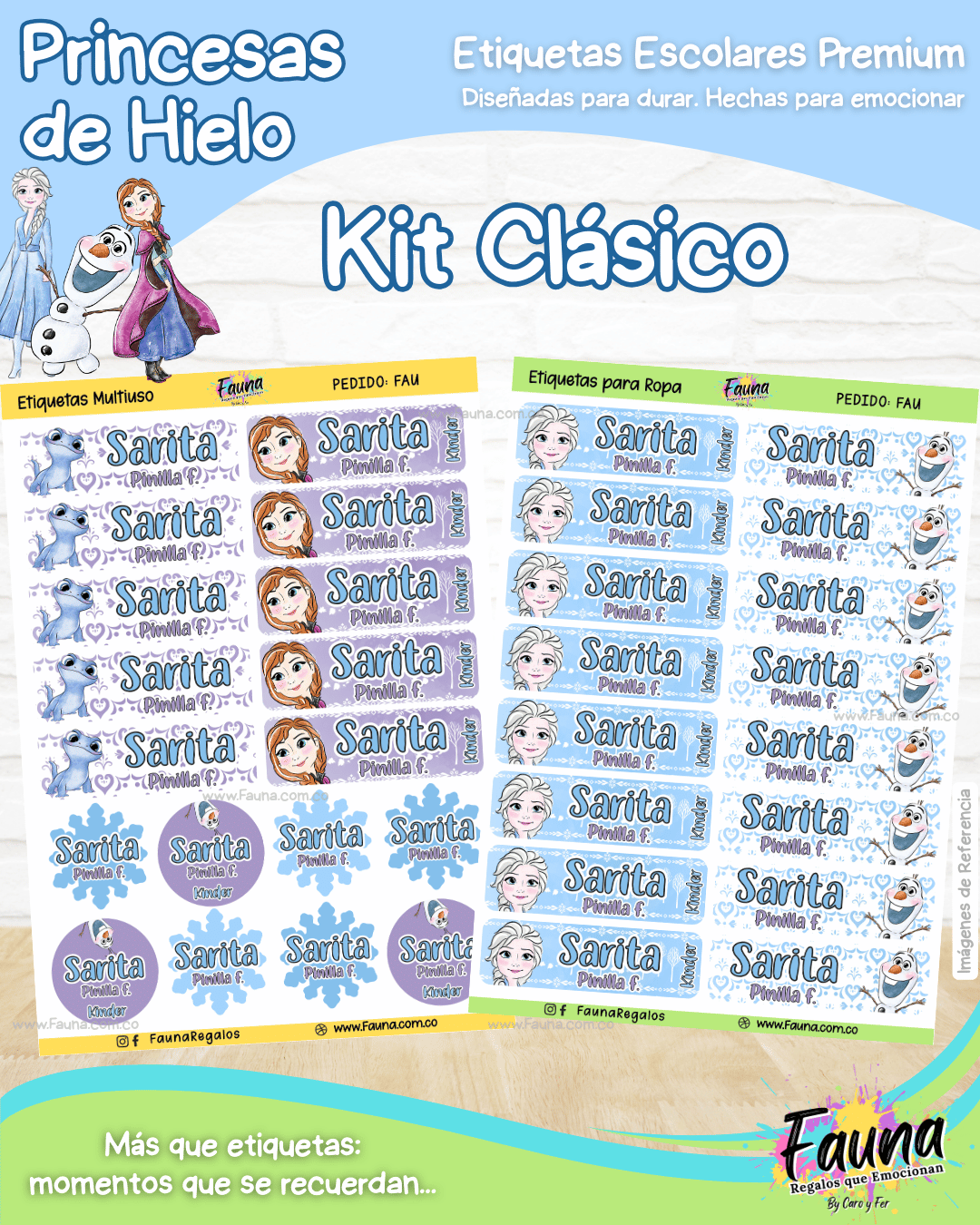 Princesas de Hielo ❄️ - Etiquetas Escolares Premium Personalizadas