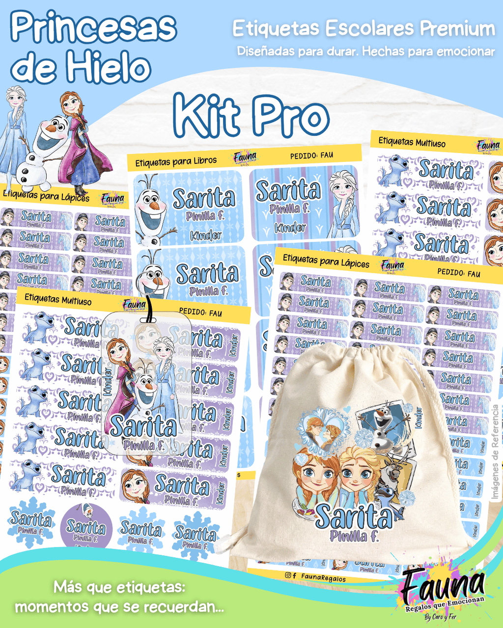 Princesas de Hielo ❄️ - Etiquetas Escolares Premium Personalizadas