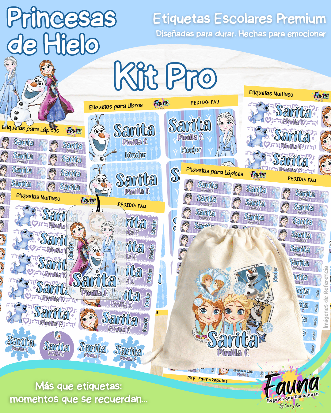 Princesas de Hielo ❄️ - Etiquetas Escolares Premium Personalizadas