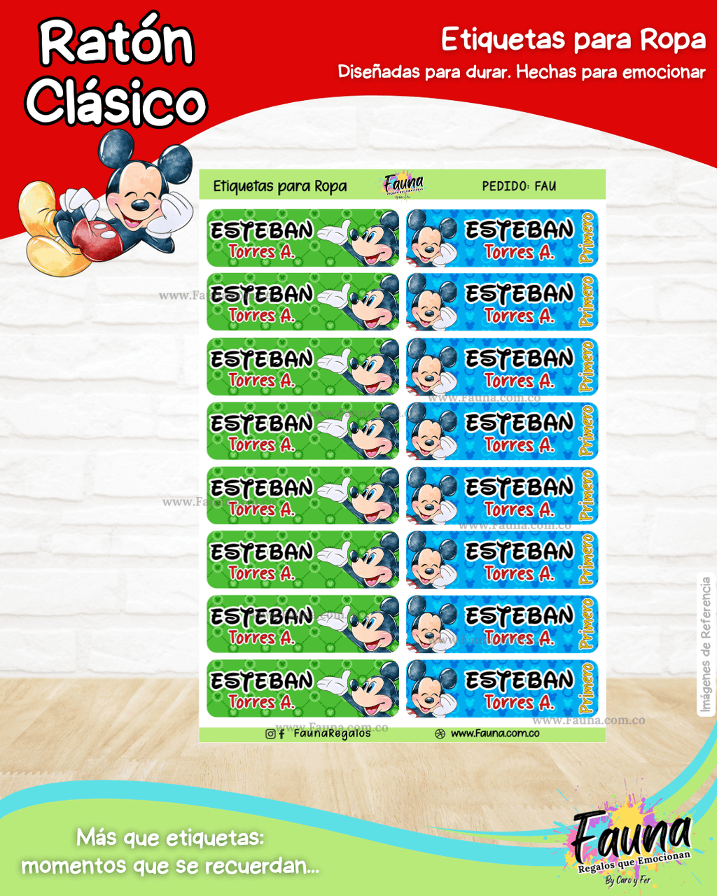 Ratón Clásico 🐭 - Etiquetas Escolares Premium Personalizadas