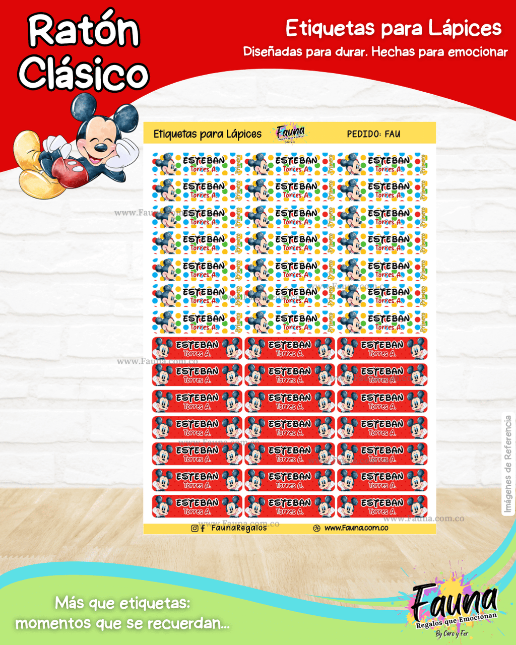 Ratón Clásico 🐭 - Etiquetas Escolares Premium Personalizadas