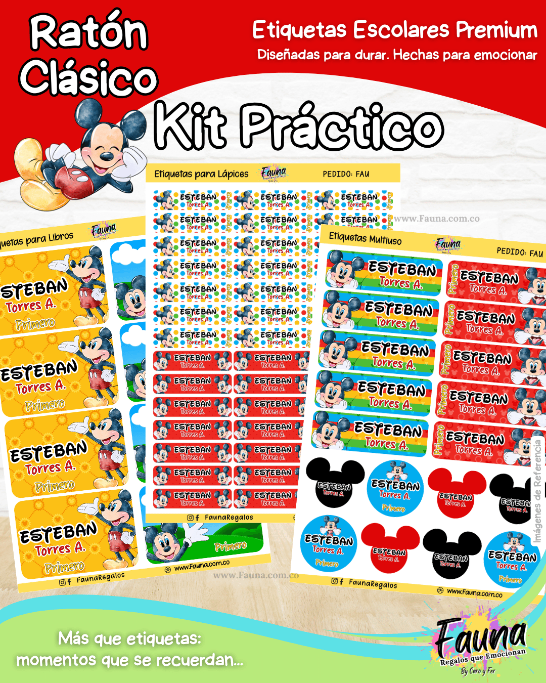 Ratón Clásico 🐭 - Etiquetas Escolares Premium Personalizadas