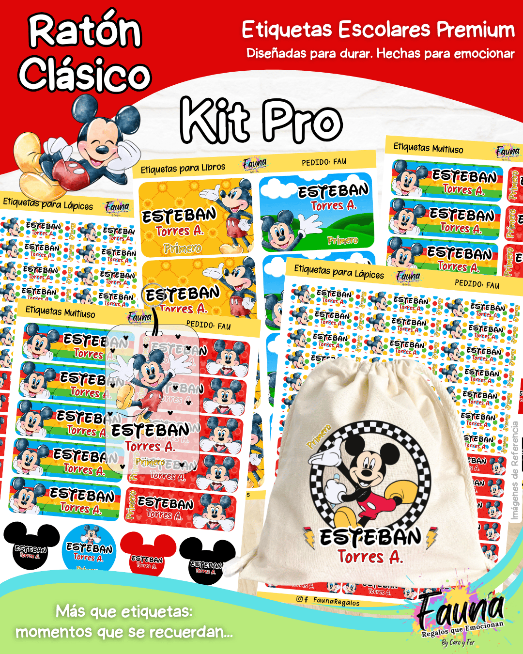 Ratón Clásico 🐭 - Etiquetas Escolares Premium Personalizadas