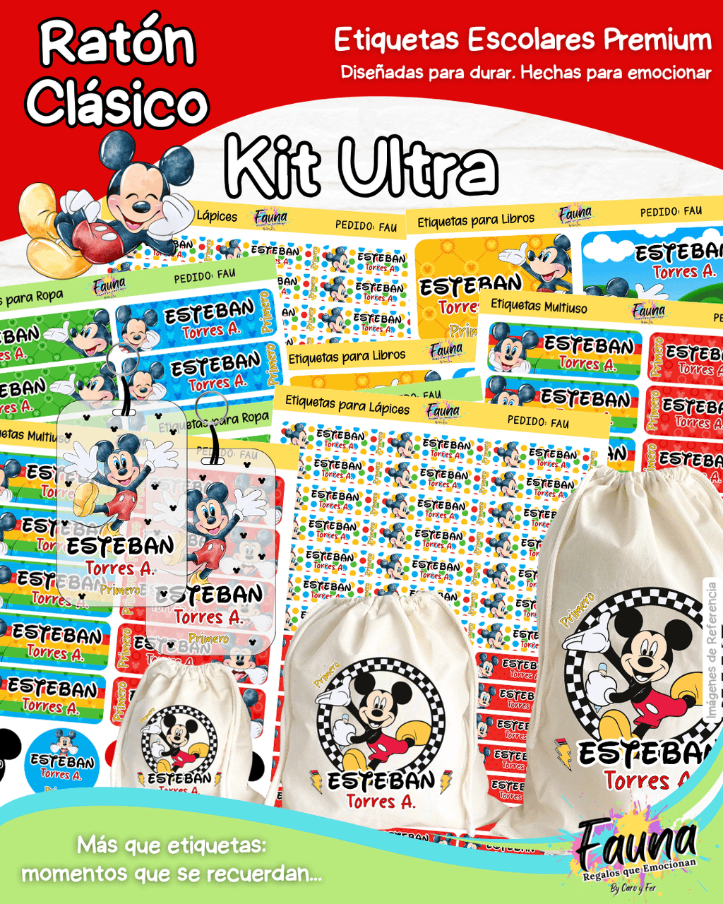 Ratón Clásico 🐭 - Etiquetas Escolares Premium Personalizadas