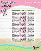Ratoncita Clásica 🎀 - Etiquetas Escolares Premium Personalizadas