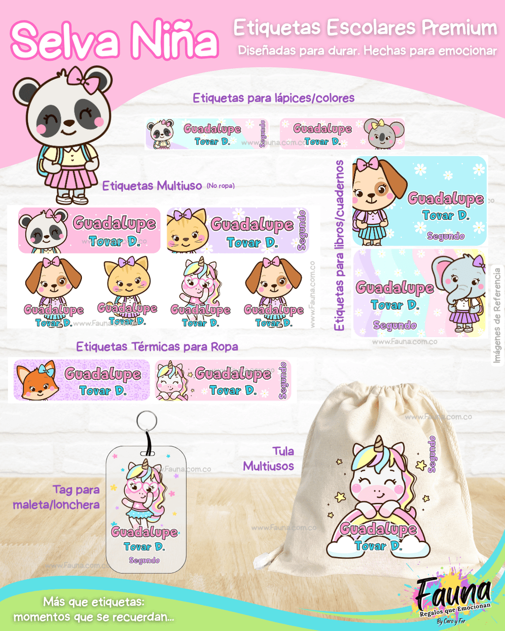 Selva Niña 🌴 - Etiquetas Escolares Premium Personalizadas