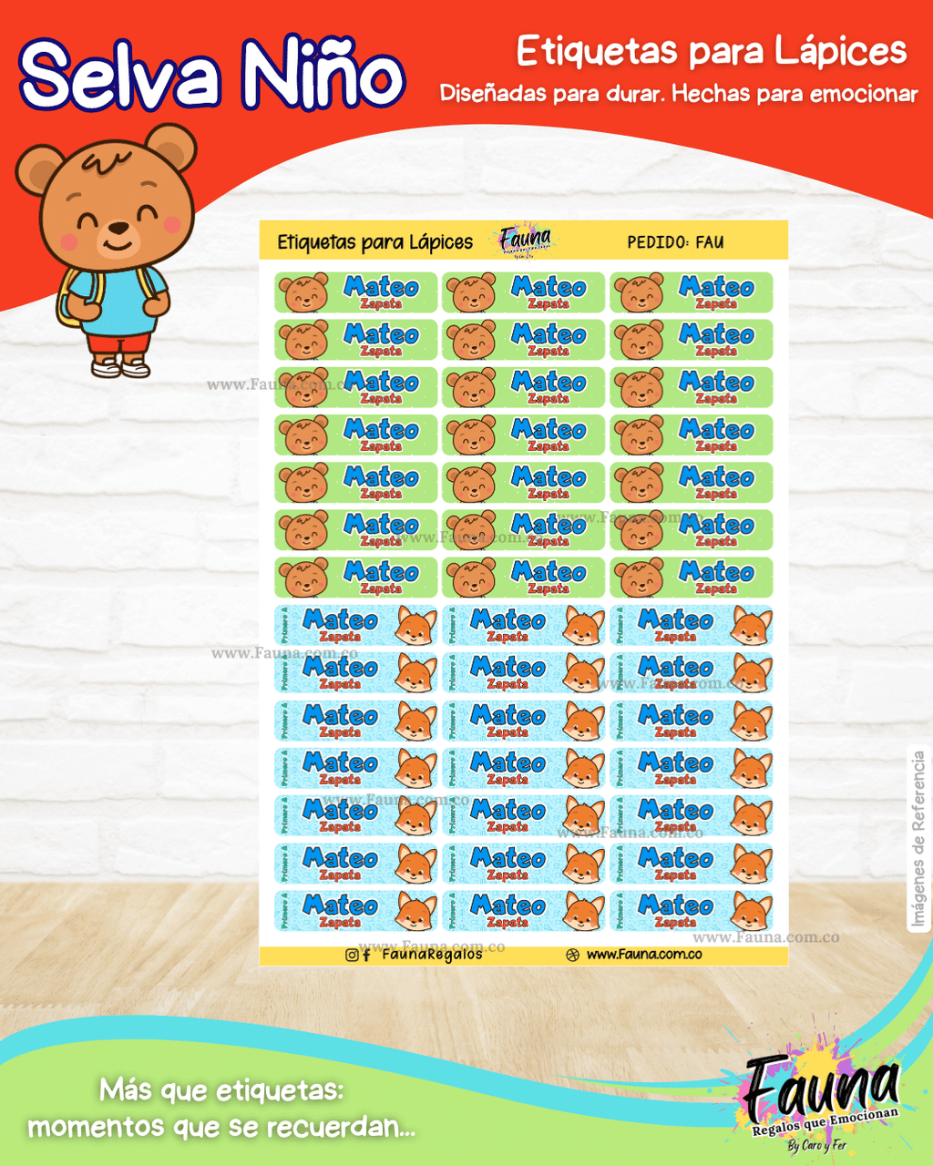 Selva Niño 🦁 - Etiquetas Escolares Premium Personalizadas