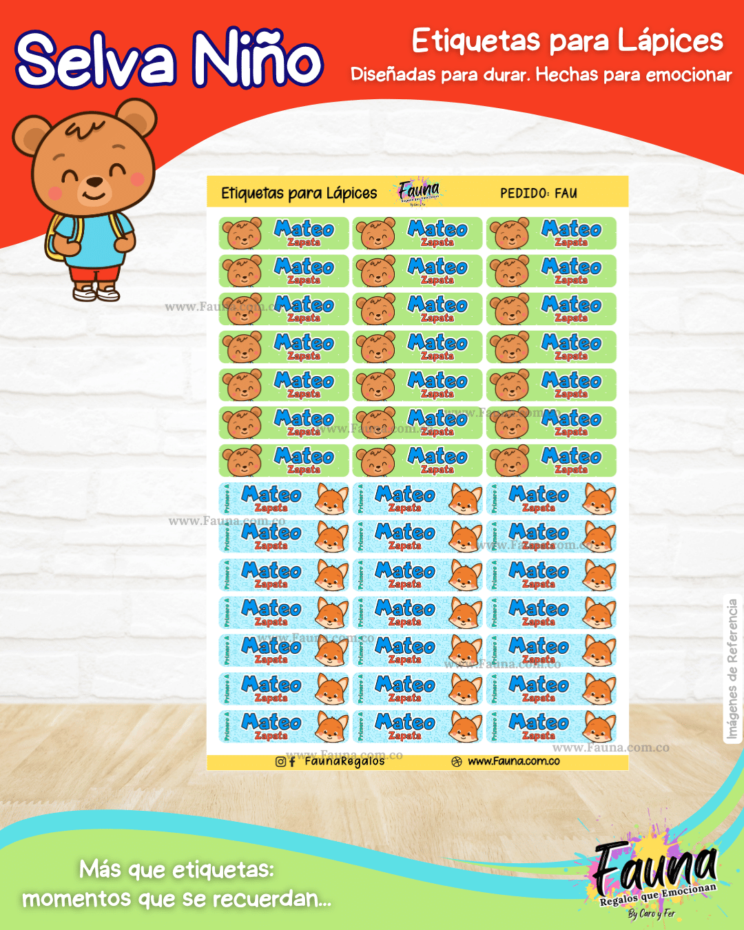 Selva Niño 🦁 - Etiquetas Escolares Premium Personalizadas