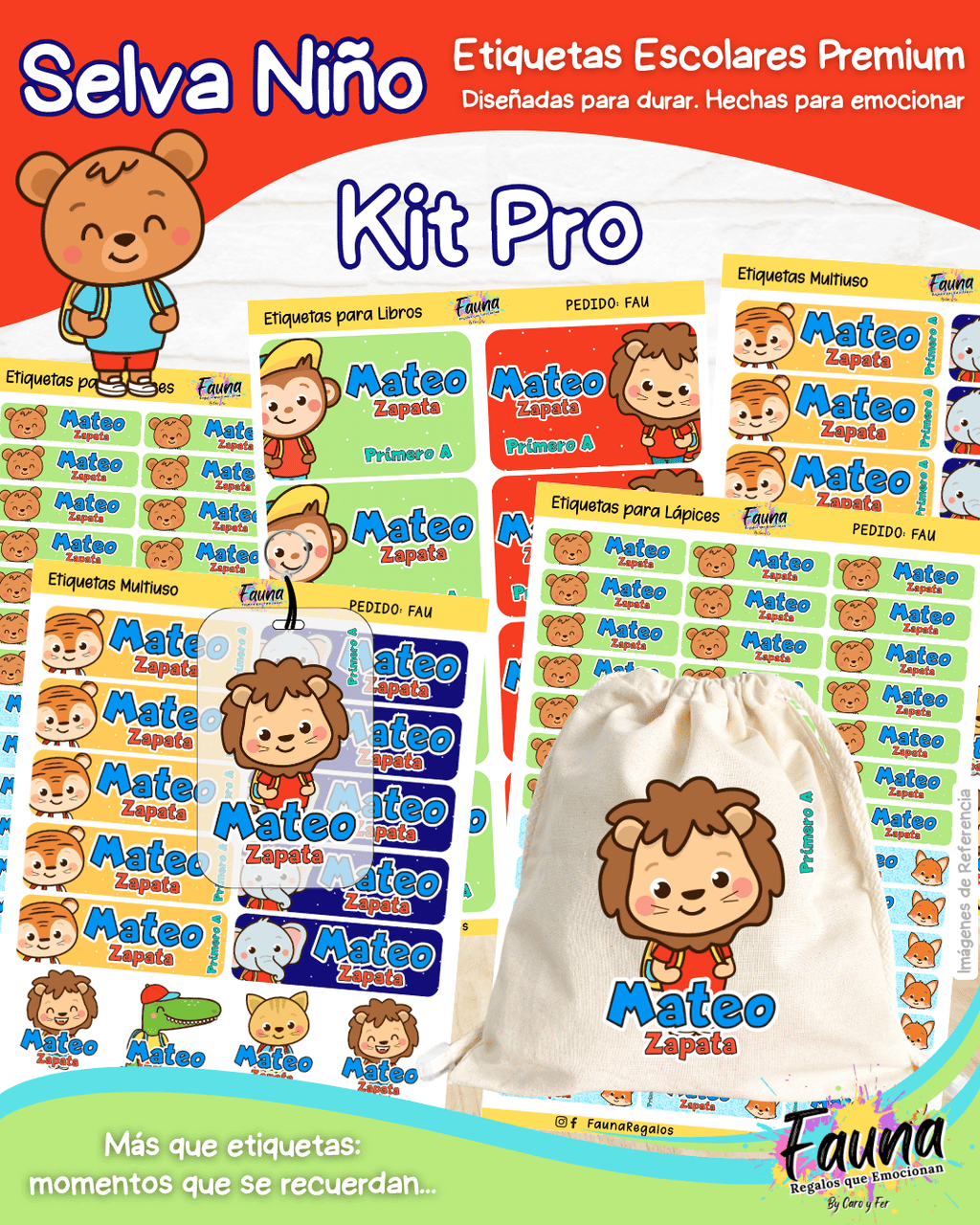 Selva Niño 🦁 - Etiquetas Escolares Premium Personalizadas
