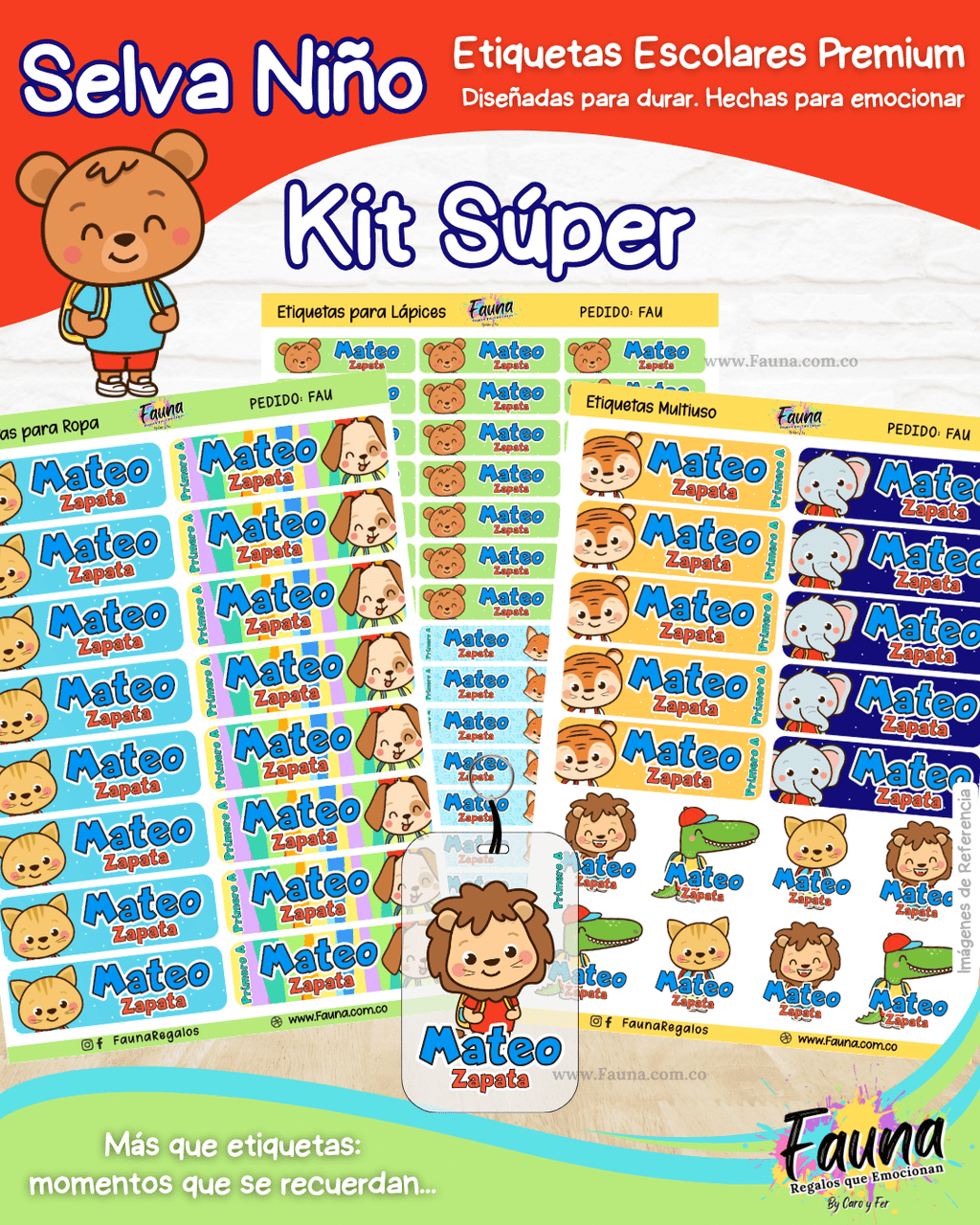 Selva Niño 🦁 - Etiquetas Escolares Premium Personalizadas