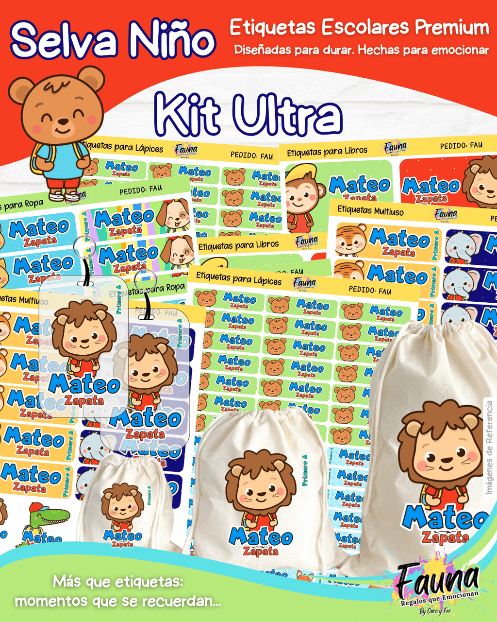 Selva Niño 🦁 - Etiquetas Escolares Premium Personalizadas