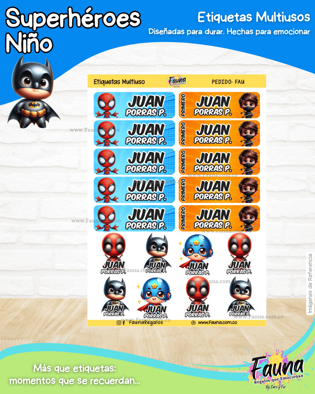 Superhéroes Niño 🦸‍♂️ - Etiquetas Escolares Premium Personalizadas