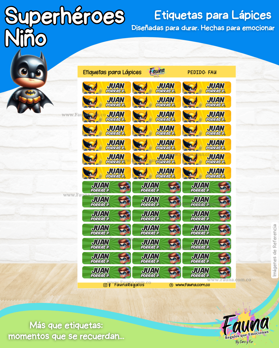 Superhéroes Niño 🦸‍♂️ - Etiquetas Escolares Premium Personalizadas
