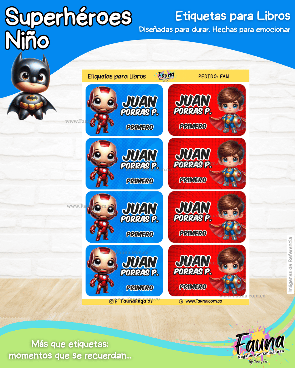 Superhéroes Niño 🦸‍♂️ - Etiquetas Escolares Premium Personalizadas