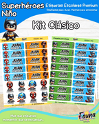 Superhéroes Niño 🦸‍♂️ - Etiquetas Escolares Premium Personalizadas