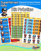 Superhéroes Niño 🦸‍♂️ - Etiquetas Escolares Premium Personalizadas