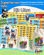 Superhéroes Niño 🦸‍♂️ - Etiquetas Escolares Premium Personalizadas