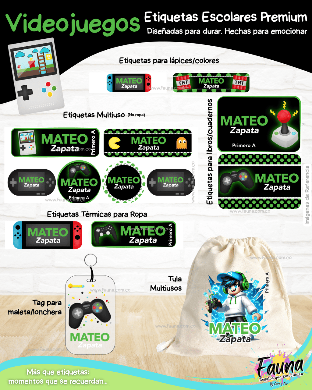 Videojuegos 🎮 - Etiquetas Escolares Premium Personalizadas