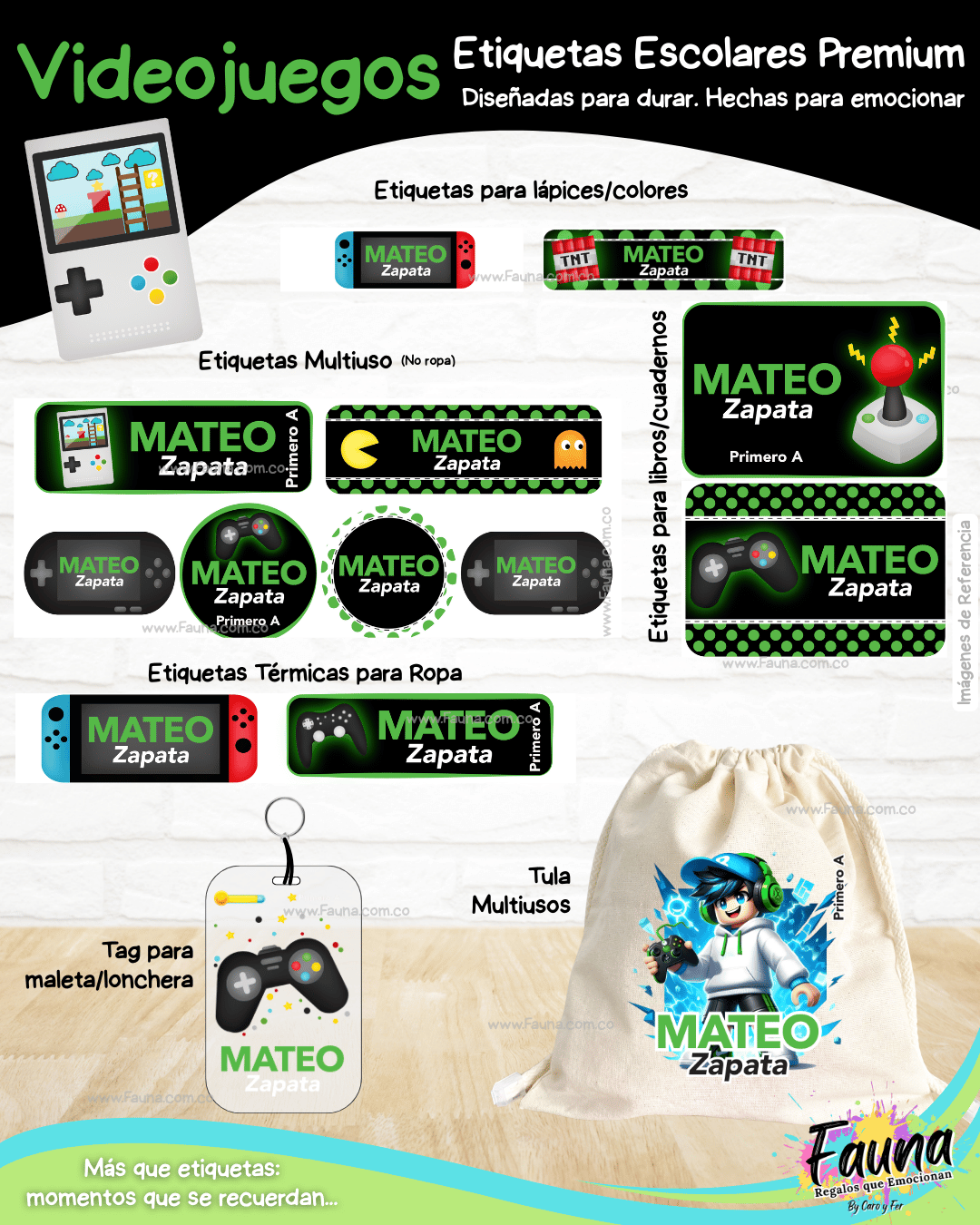 Videojuegos 🎮 - Etiquetas Escolares Premium Personalizadas