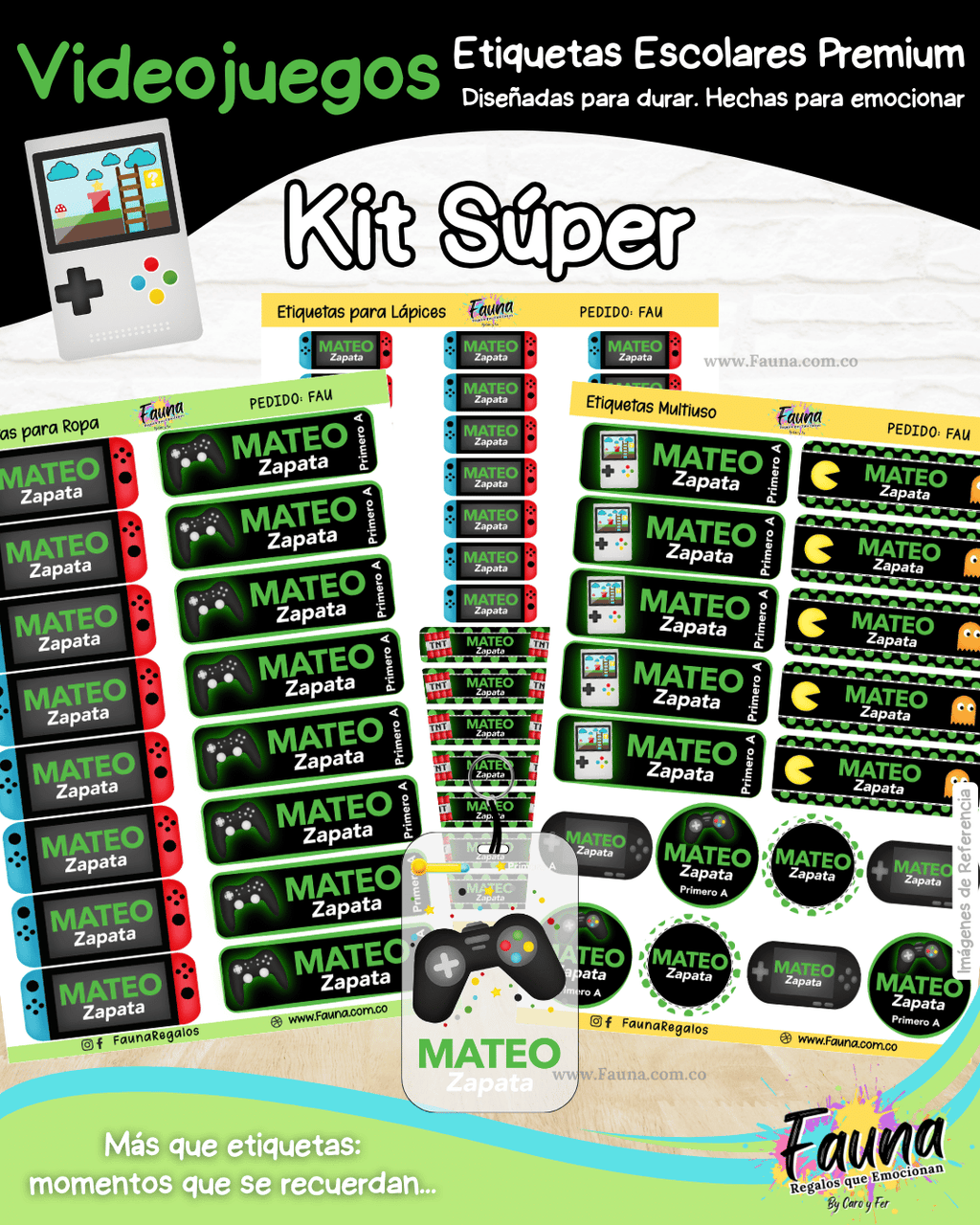 Videojuegos 🎮 - Etiquetas Escolares Premium Personalizadas