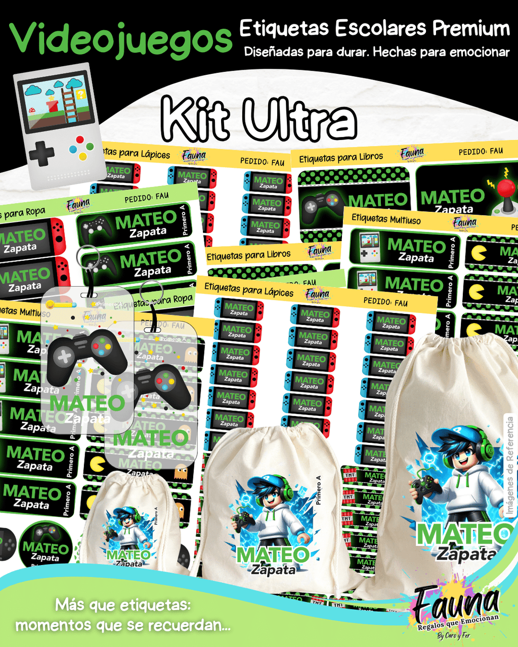 Videojuegos 🎮 - Etiquetas Escolares Premium Personalizadas