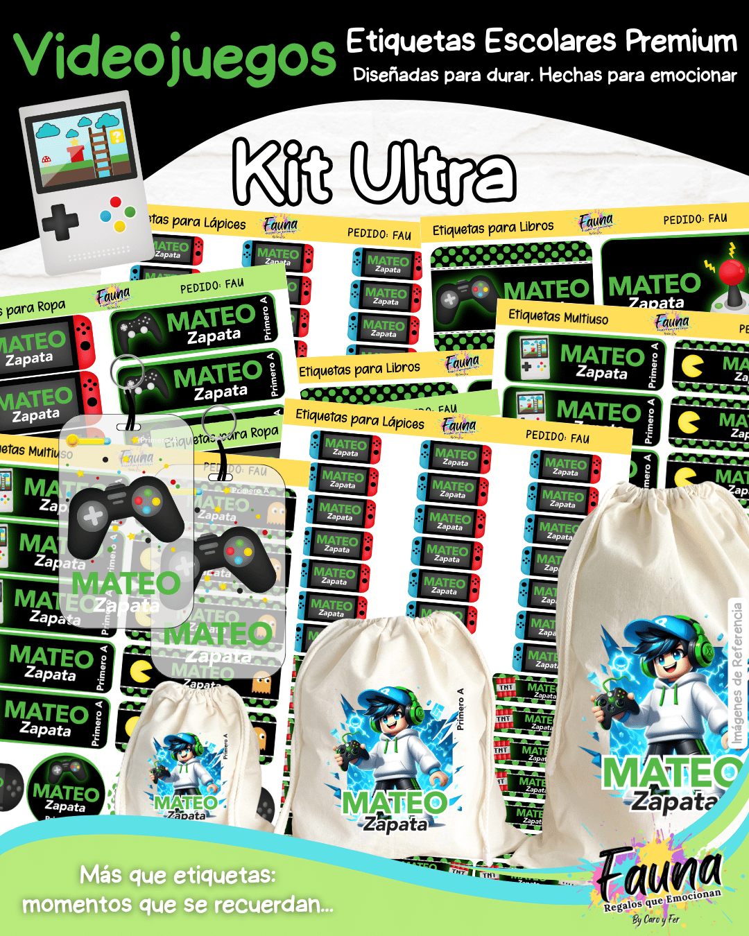 Videojuegos 🎮 - Etiquetas Escolares Premium Personalizadas